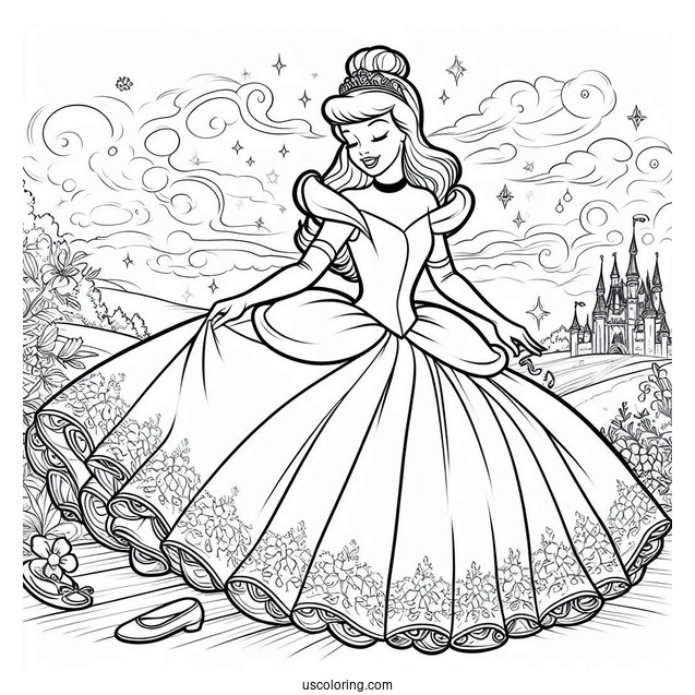 Detailed Coloring Page Of Cinderella
