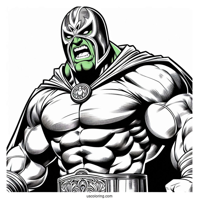 Hulk Coloring Page With Helmet Fighting In A Stadium