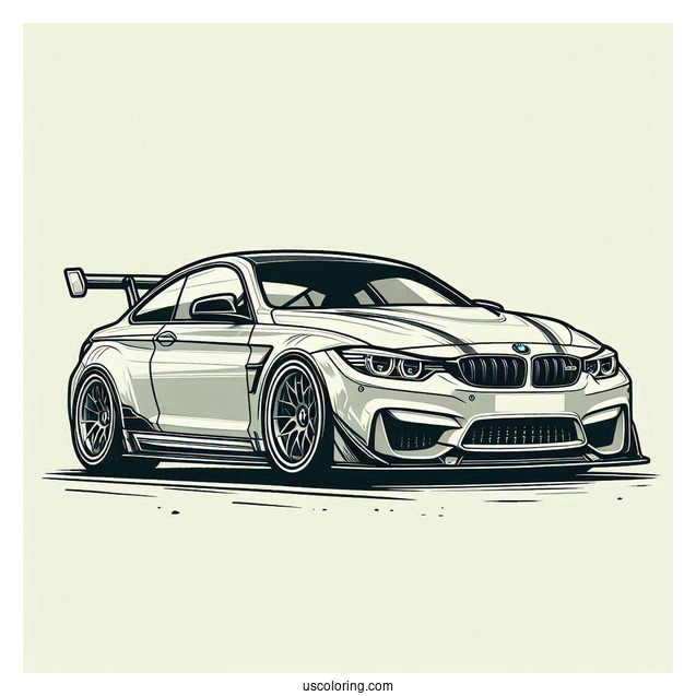 BMW Coloring Page M4 Race Car