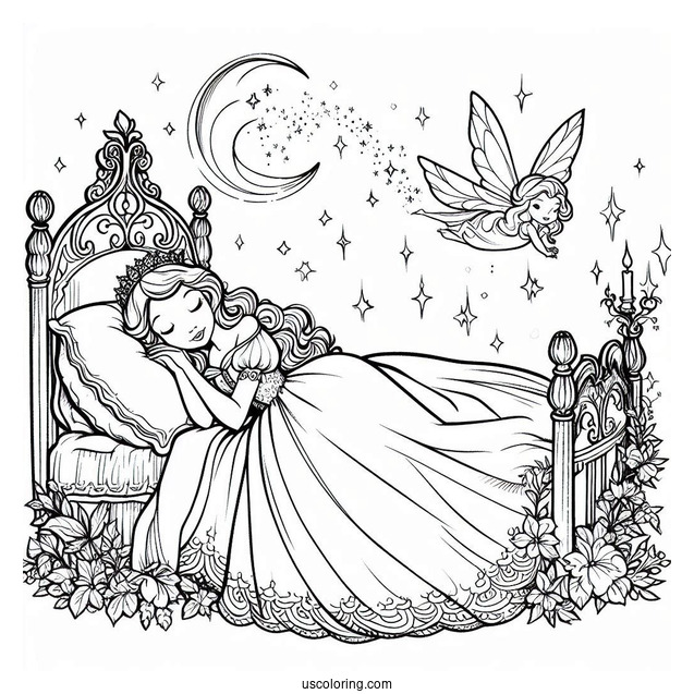 Sleeping Beauty Coloring Page Of Fairy Godmother Merryweather For Kids