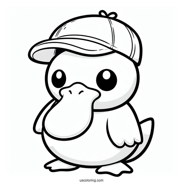 Psyduck Coloring Page Wearing A Cap