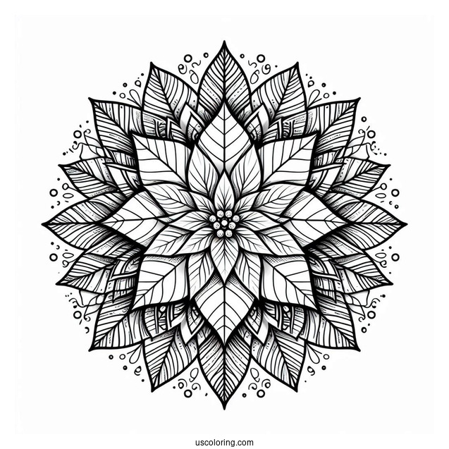 Christmas Mandala Coloring Page With Poinsettia