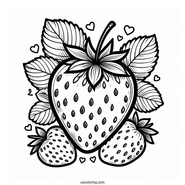 Strawberry With Seeds Coloring Page