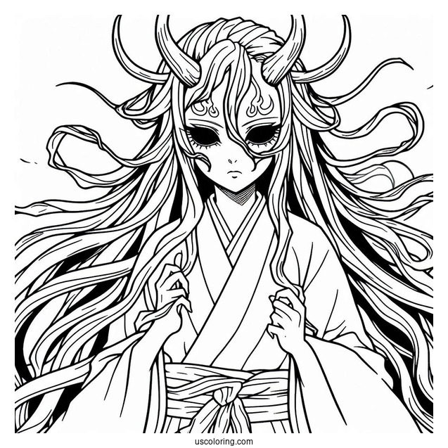Nezuko Coloring Page Berserk Demon Form