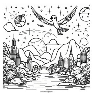 Rio Pedro In The Sky Coloring Page For Preschoolers