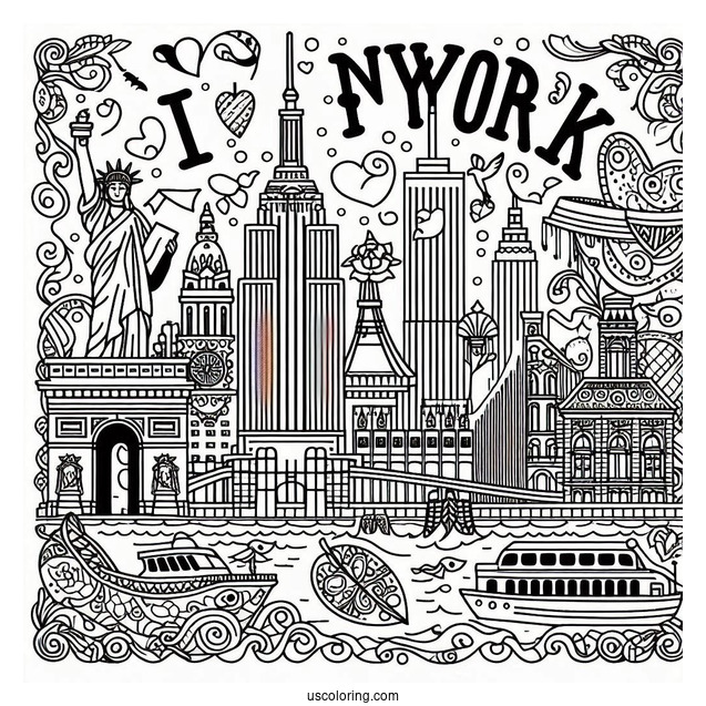 I Love New York Coloring Page For Kids