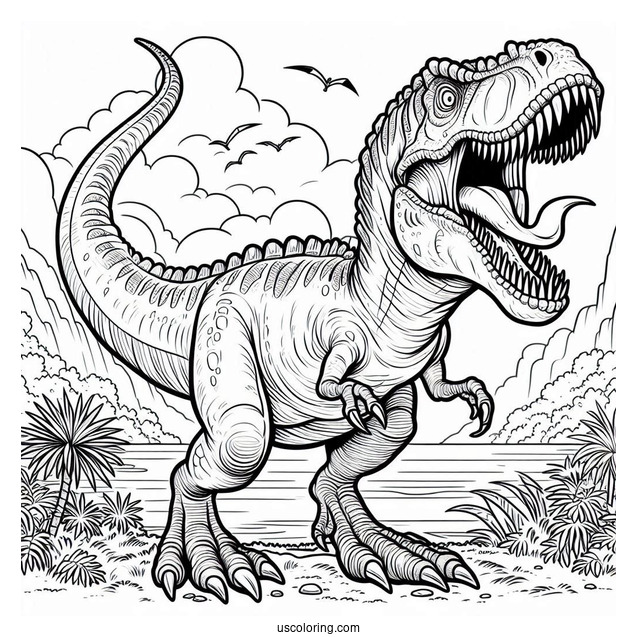Scary Spinosaurus Coloring Page Roaring
