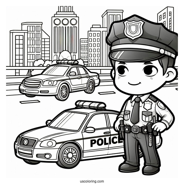 Police Man Patrolling The Streets