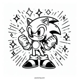 Super Sonic Coloring Page Power Up With Special Gloves