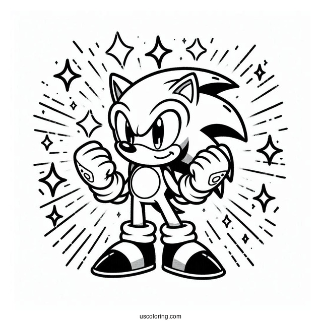 Super Sonic Coloring Page Power Up With Special Gloves