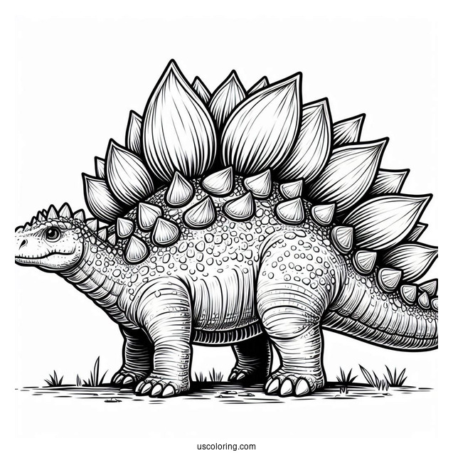Realistic Stegosaurus Coloring Page