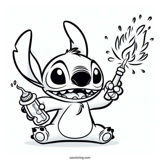 Lilo & Stitch Coloring Page Of Experiment 221 Sparky