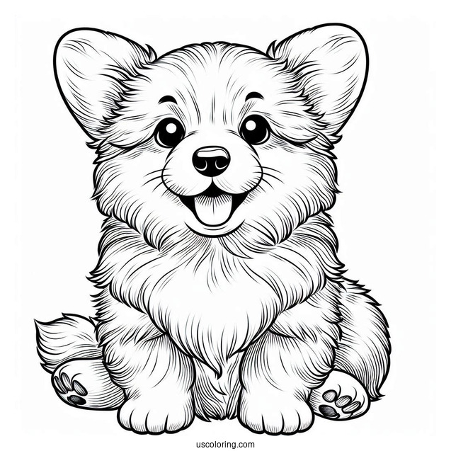 Fluffy Corgi Coloring Page Puppy