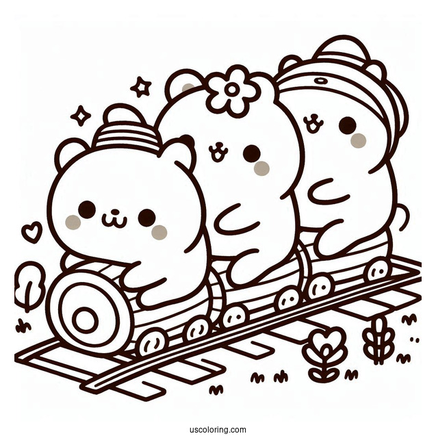 Sumikko Gurashi Coloring Page Friends Riding On Sumi-ssie