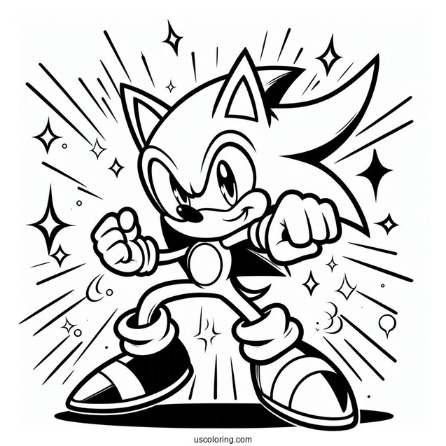 Sonic The Werehog In Fighting Stance Coloring Page