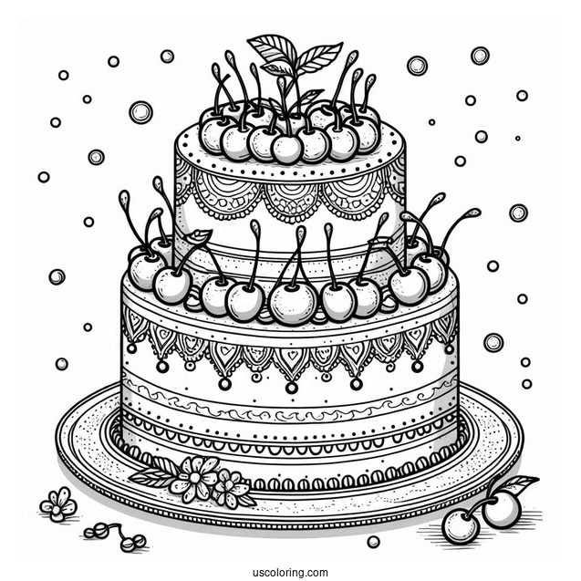 Two-Tiered Birthday Cake With Cherries