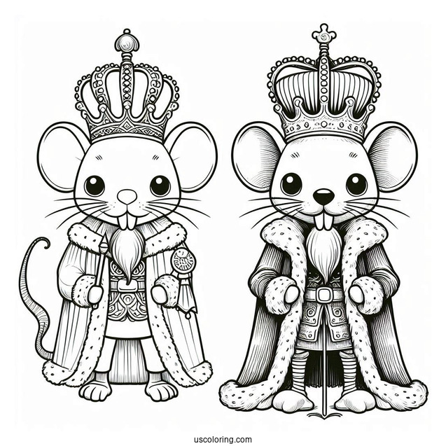 Nutcracker Coloring Page Of Rat King In Royal Robes With His Crown And Scepter