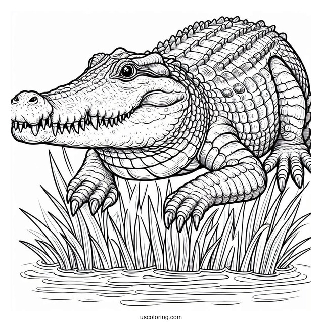 Large Nile Crocodile Coloring Sheet