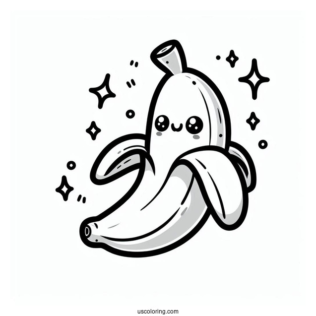 Chibi Banana Coloring Page For Preschoolers