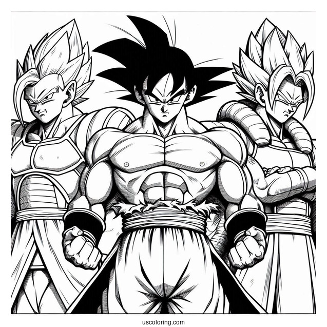 Dragon Ball Z Coloring Page Of Android 16, 17, and 18 Dragon Ball Z Villains