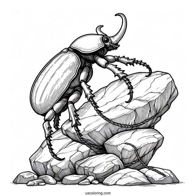 Hercules Beetle Coloring Page Climbing Rock