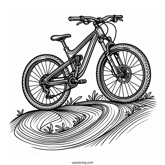 Young Talent Downhill Tues Mountain Bicycle Coloring Page