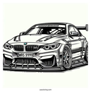 BMW Coloring Page M4 Race Car