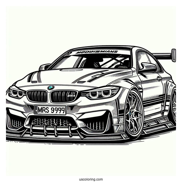 BMW Coloring Page M4 Race Car