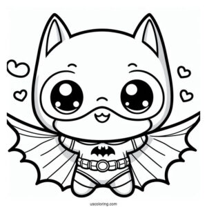 Cute Baby Batman With Cape Coloring For Kids
