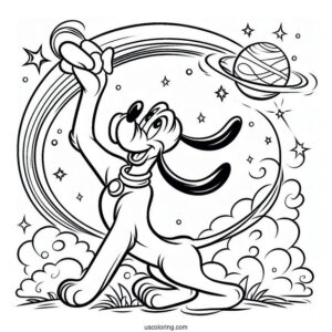 Pluto Coloring Page In Play Bow Pose For Kids