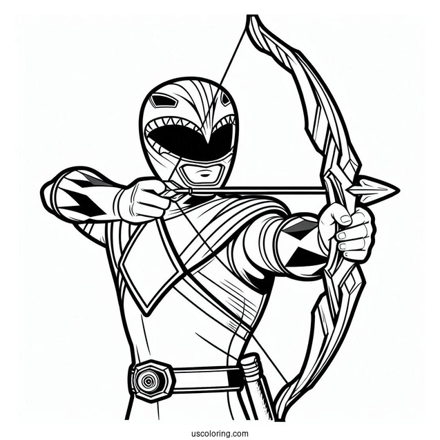 Power Ranger Holding Bow Coloring Sheet
