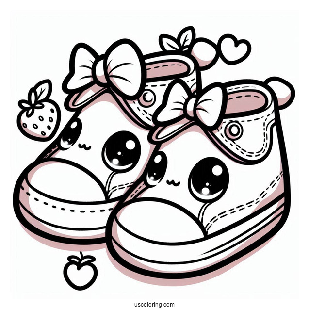 Kawaii Baby Shoes Coloring In
