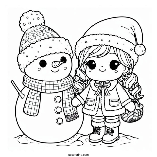 Snowman And Santa Coloring Sheet For Kids