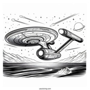 Star Trek Coloring Page Of USS Voyager