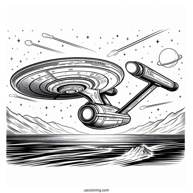 Star Trek Coloring Page Of USS Voyager