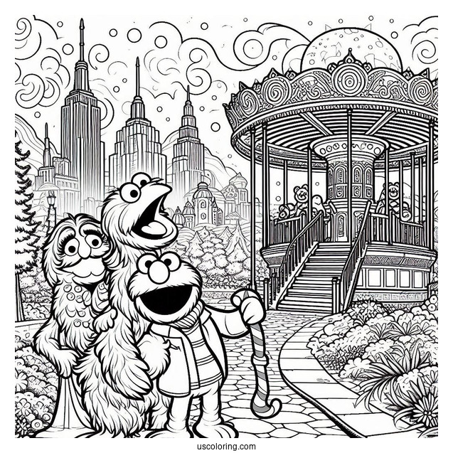 Detailed Sesame Street Poster Coloring In