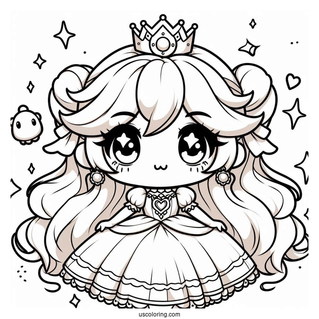 Princess Coloring Page Of Chibi Princess Peach