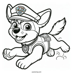 Police Dog Chase Coloring Picture For Preschoolers