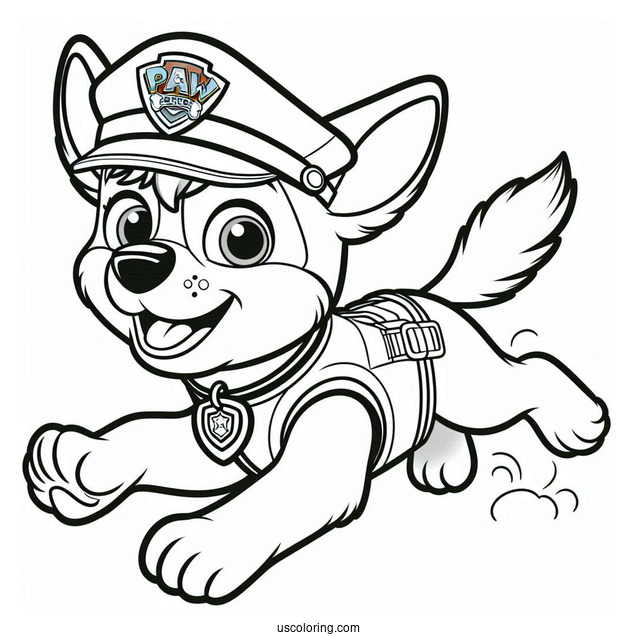 Police Dog Chase Coloring Picture For Preschoolers