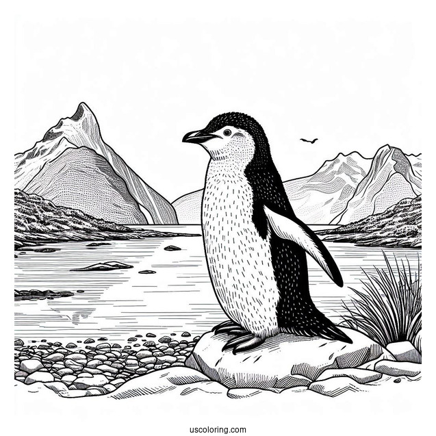 Detailed Fiordland Penguin Coloring Page
