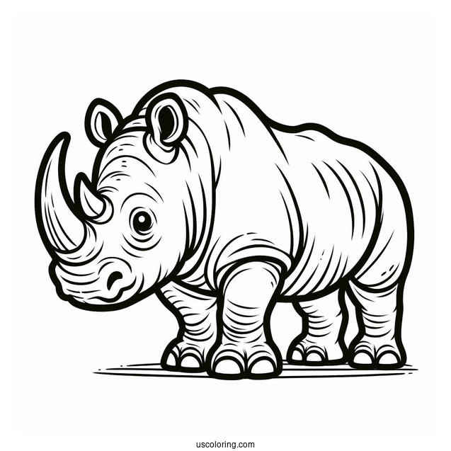 Easy Rhino Coloring Sheet For Kids