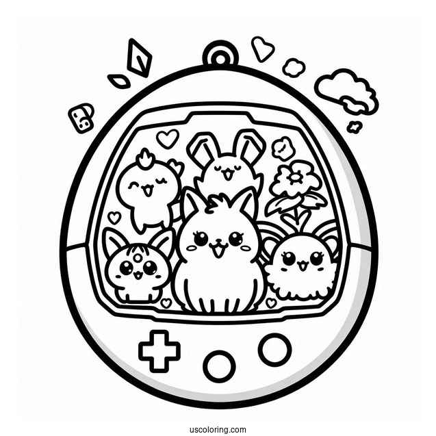 Tamagotchi Coloring Page Pets Inside The Console