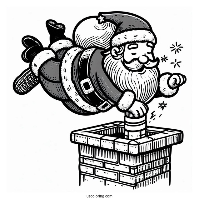 Santa Falling Into Chimney
