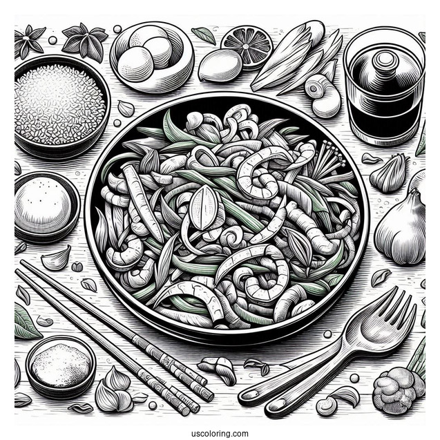 Asian Stir Fry To Color