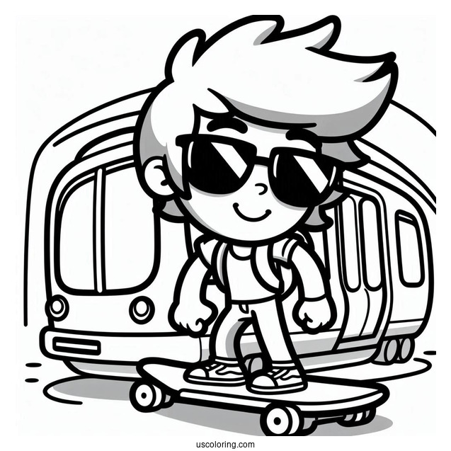 Subway Surfers Coloring Page Jake In Sunglasses For Kids