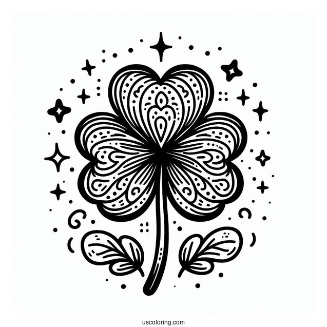 Simple St. Patrick's Day Coloring Page With A Shamrock