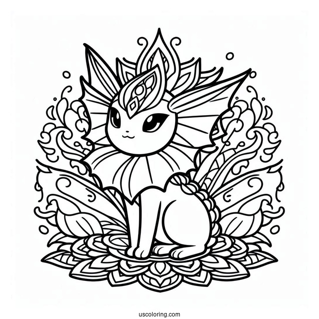 Vaporeon Mandala Coloring Page For Kids