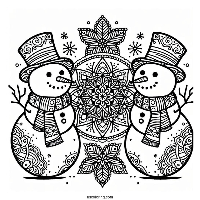 Snowman Mandala To Color For Adults