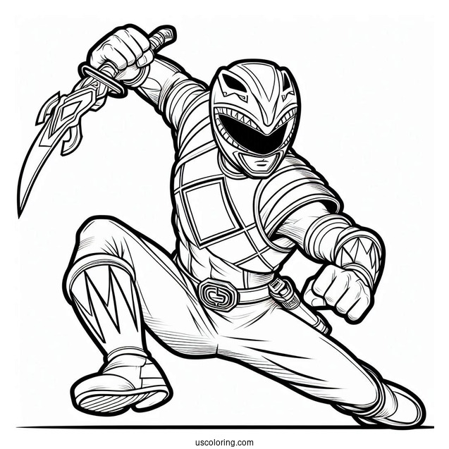 Coloring Sheet Of Power Ranger In Fighting Mode