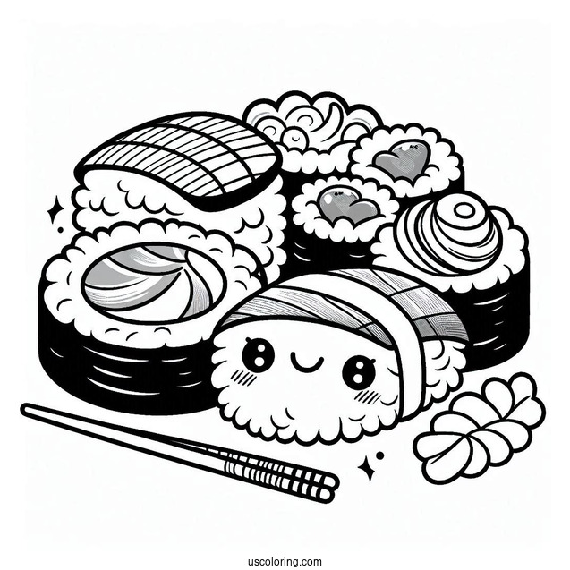 Easy Nigiri Sushi Coloring Pages For Preschoolers